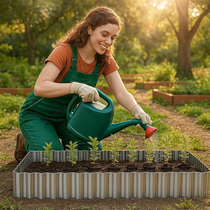 Bonviee 6” x 40’ Metal Landscape Edging Border Kit, Corrugated Garden Edging for Flower Bed, Lawn, Walkways, No Dig Paver Edging for Landscaping, Durable Garden Border Edging (Silver, 6In x 40Ft)