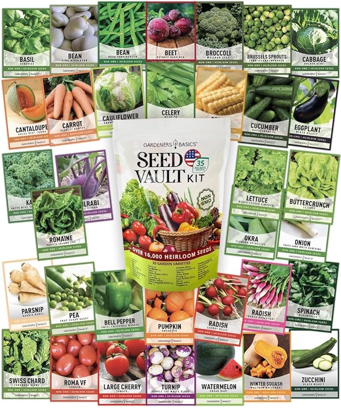 Ultimate Survival Seed Kit – 140 Heirloom, Non-GMO Varieties | Over 73,000 Seeds for Planting Vegetables, Herbs & Flowers | Emergency Food Preparedness & Long-Term Storage