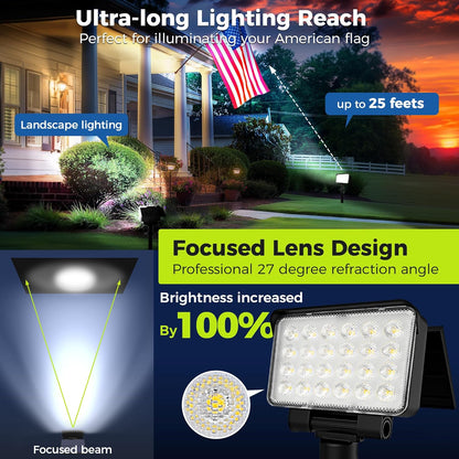 Solar Spot Lights Outdoor Waterproof for Flag, Tree, House, Garden, Yard, Landscape Spotlights for Accent Uplighting Halloween Christmas Decorations-1 Pack