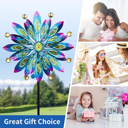 Wind Spinner for Yard and Garden Windmill Outdoor Metal Kinetic Wind Sculpture Dual Direction 360 Degrees Swivel for Yard Patio Lawn Decoration,61 Inch