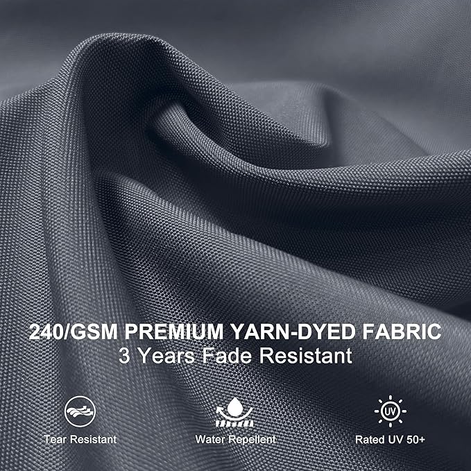 PURPLE LEAF 12 Feet Double Top Deluxe Square Patio Umbrella Offset Hanging Umbrella Cantilever Outdoor Market Garden Umbrella, Grey