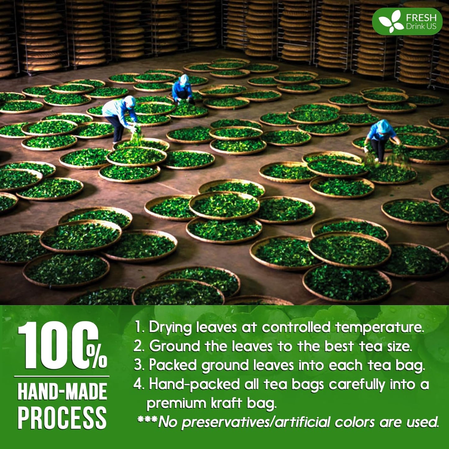 FreshDrinkUS, Premium Gotu Kola Leaf Tea – 75 Tea Bags | Pure Dried Centella Asiatica Leaves | Naturally Caffeine-Free Herbal Tea | Refreshing Aroma & Smooth Taste | Premium Herbal Infusion. Vegan