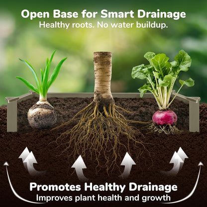 Raised Garden Bed - 4x4 ft Planter Box - Weathered Wood HDPE - No Tools Needed - DIY Kit for Urban Gardening, Flowers, Herbs & Vegetables - Made in The USA