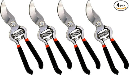 Garden Guru Classic Bypass Pruning Shears Clippers – Heavy Duty Forged Steel Garden Pruners – Safety Lock – Non Slip Comfort Grips – Cuts up to 1” – Professional Bypass Pruners for Gardening (4 Pack)