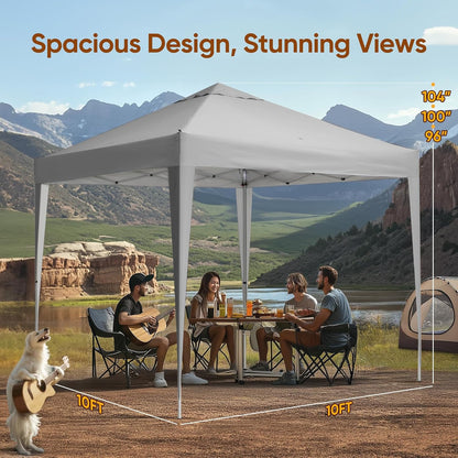 Quictent 10x10 Pop Up Canopy Tent, Instant Setup Gazebo for 1 Person, Portable & Compact, Waterproof & UV Protection, Ideal for Camping, Beach, Parties, and Outdoor Events