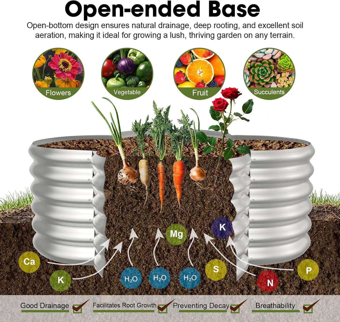 4x4ft Petal Galvanized Raised Garden Bed Kits 16" Tall Outdoor Large Metal Modular Planter Box 9-in-1 Raised Beds for Gardening,Vegetables,Fruits,Flowers & Herbs (Silver)