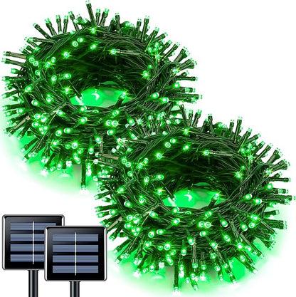 JMEXSUSS 2 Pack Green Solar Lights Outdoor, Total 200 LED 66 FT Green Christmas Lights for Outside, Solar Christmas Light Outdoor for Tree Yard Garden Decor