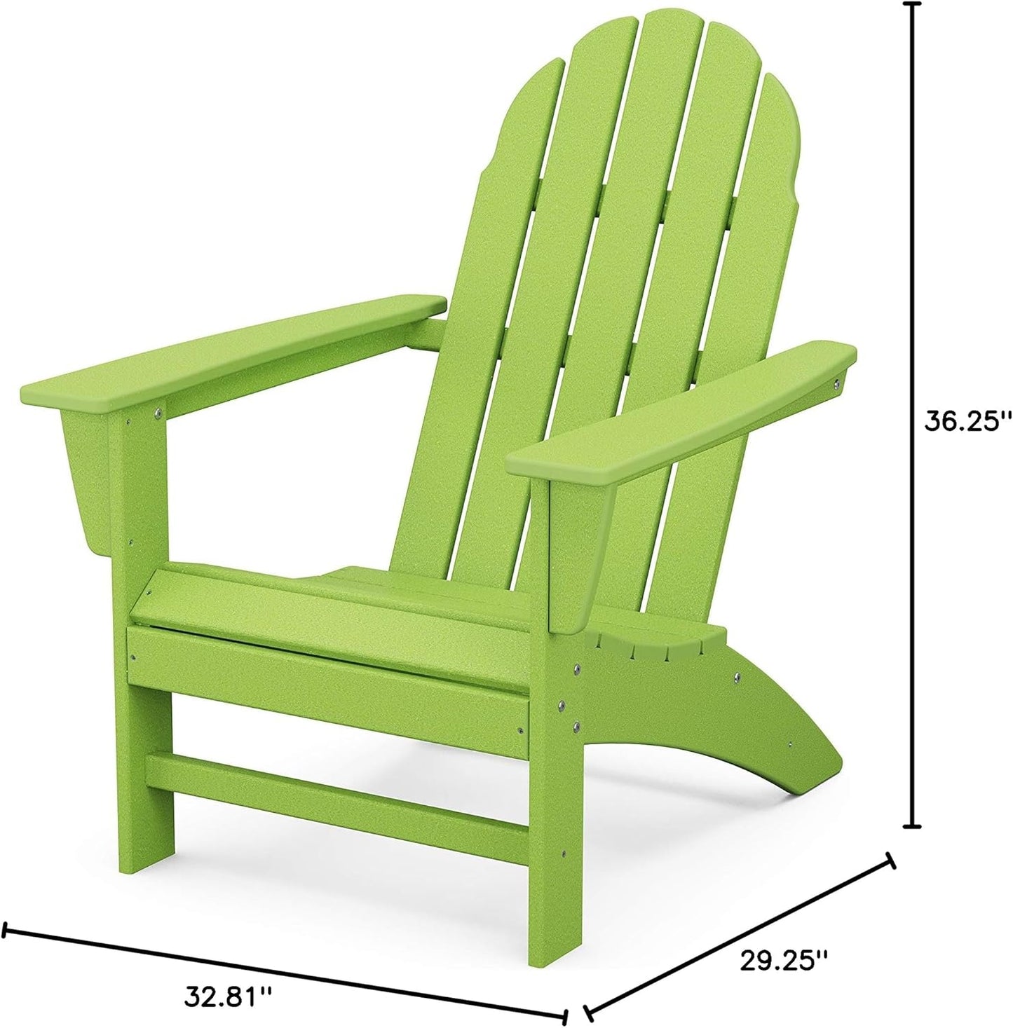 Polywood Vineyard Adirondack Chair, Lime Green