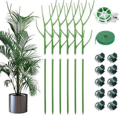 6 Pack 27.56" Detachable Twig Plant Support Stakes Set, Blends in to Plant, Branch Plant Sticks with Orchid Clips Twist Plant Ties, Twig Trellis for Indoor Outdoor Plants Potted Plants Flower