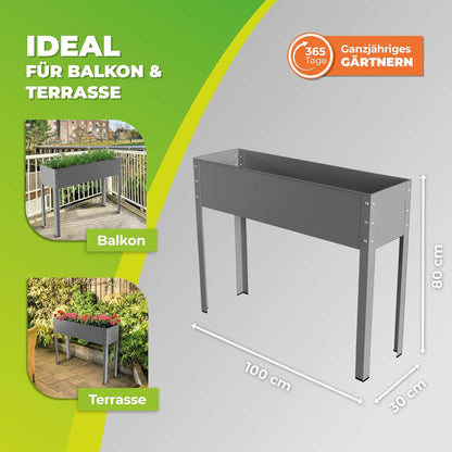 Metal Raised Garden Bed Freising-XL with Drainage I Large Galvanized & Powder-Coated Outdoor Planter Box with Legs for Herb Garden, Flowers, Vegetables, Patio I 40x12x31.5 inch, Anthracite