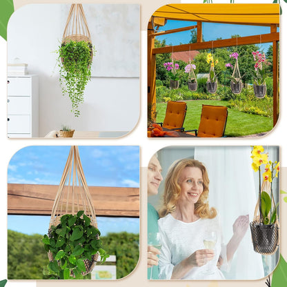 10 Pack Hanging Orchid Planter Thai Bamboo Woven 4 Inch Bird Nest Style Orchid Hanging Basket Bamboo Flower Basket with Metal Hook for Trellis Gazebo Indoor Outdoor Wall Small Flower Planter