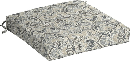 Arden Seat Cushion, 21 x 21, Rain-Proof, Fade Resistant, Cushion for Patio Dining, Adirondack, and Outdoor Chairs Neutral Aurora Damask