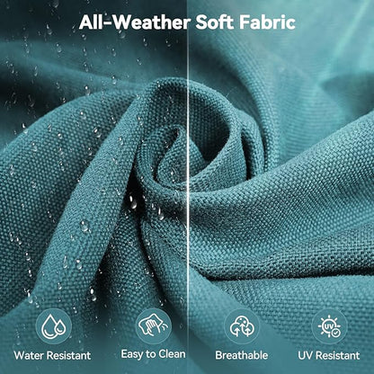 Luxury 6" Outdoor Cushions for Patio Furniture, 24x24x6" Thick Seat Cushion Set of 10, Fade Resistant Couch Chair Replacement Cushions High Density Deep Wicker Chair Cushion w/ Removable Cover, Green