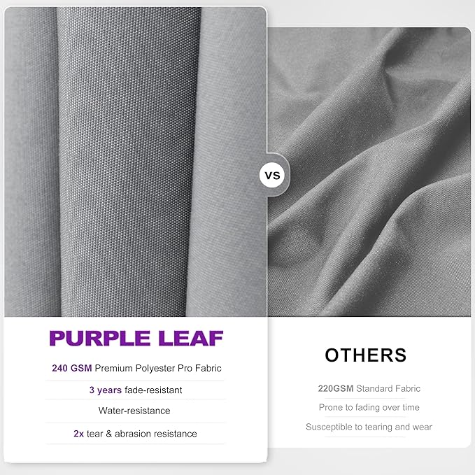 PURPLE LEAF 8' X 8' Left-right Tilting Outdoor Patio Umbrella Swivel Offset Cantilever Heavy Duty Rectangle Aluminum Umbrella with UV Resistant for Deck Pool Patio Backyard, Pebble Grey