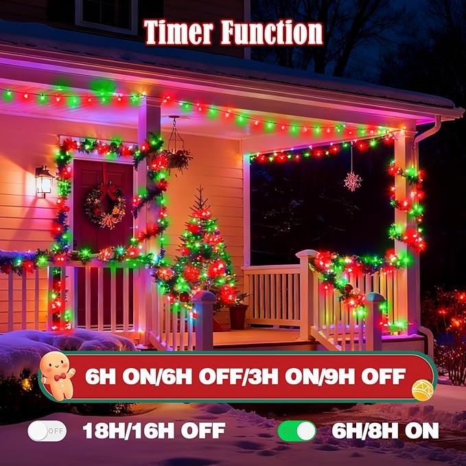 Voice Control 88ft 240LED Smart Christmas String Lights Outdoor/Indoor | String Lights Plug in with Remote, 12Modes, 7Voice Commands & Timers, Christmas Twinkle Light for Xmas Tree Decor (Red & Green)