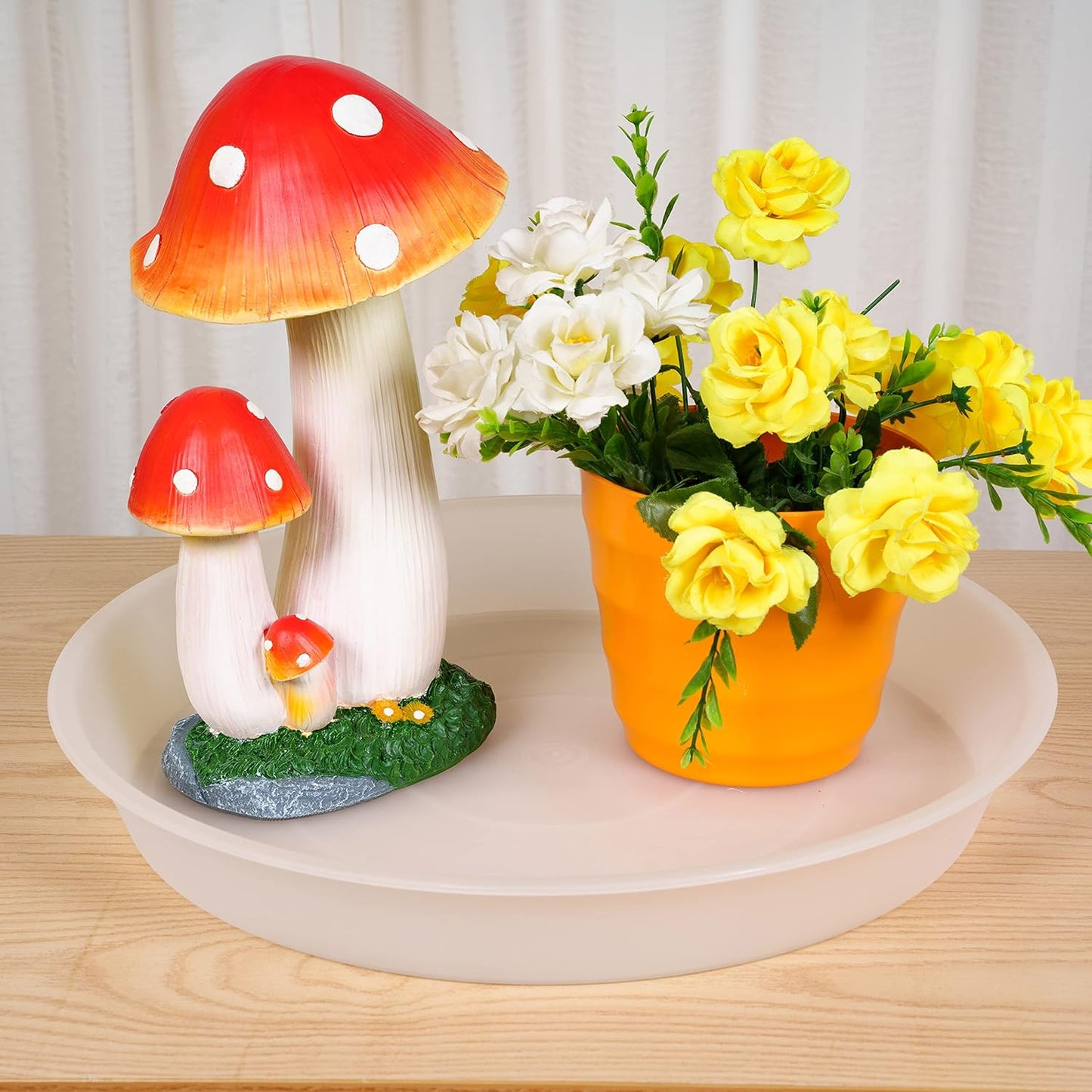 2 Pack of 17 inch Plant Saucer, 2.3" Depth Tray, Large Deep Garden Plastic Flower Planter Plant Trays for Indoors Outdoor Bath Bath (17", Clear)