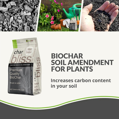 Worm Bliss (1 Qt) + Coco Coir Brick (650gms) + Char Bliss (1 Qt) - Organic Coco Coir for Plants - Worm Castings & Biochar for Plants - Organic Fertilizer & Soil Amendment Bundle - Potting Soil Mix