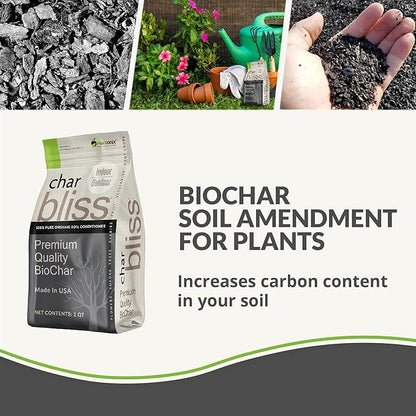 Coco Coir Brick (650gms) + Worm Bliss (1 Qt) + Char Bliss (1 Qt) - Organic Coco Coir for Plants - Worm Castings & Biochar for Plants - Soil Amendment & Organic Fertilizer Bundle - Potting Soil Mix