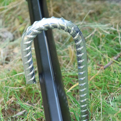 AAGUT Rebar Stakes 12 Inch J Hook Heavy Duty 16 Pack, 3/8 Inch Galvanized Metal Steel Ground Anchors Chain Link Fence Stakes for Camping Tent, Inflatables, Yard Decorations, Canopies & Swing Sets