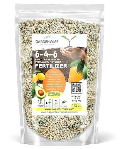 6-4-6 Avocado, Mango Citrus Tree Professional Fertilizer, Plant Food Outdoor/Indoor Gardening; Quick-Release Nitrogen Fertilizer; Orange, Lime, Avocado and Lemon Tree Fertilizer (1/2 QUART)