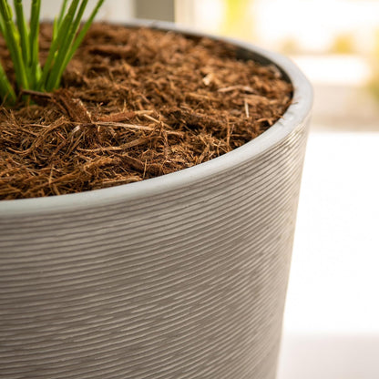 XBrand Modern 28-Inch Tall Round Planter, Modern Tapered Planter Perfect for Indoor & Outdoor Planter, Patio Décor, Gray