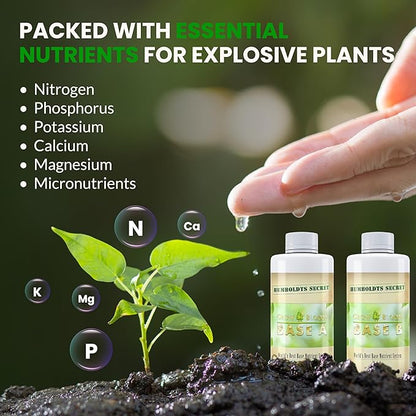 Humboldts Secret Base A & B Liquid Hydroponic Fertilizer | Complete Hydroponic Nutrients for Indoor and Outdoor Plants | Supports Healthy Vegetative Growth and Flowering Stage | 8 Ounce Set