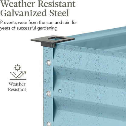 Best Choice Products 48x24x30in Galvanized Raised Garden Bed, Metal Elevated Planter Box, Vegetable Garden for Backyard, Patio, Balcony - Mist Blue