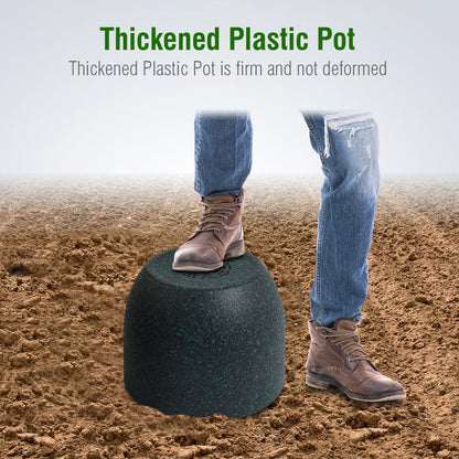 Modern Plant Pots Set, 9/8/7.5 inch Plastic Planters for Indoor Plants, Stylish Flower Pots with Drainage Holes and Saucers for House Plants and Flowers, Black with Green Speckles