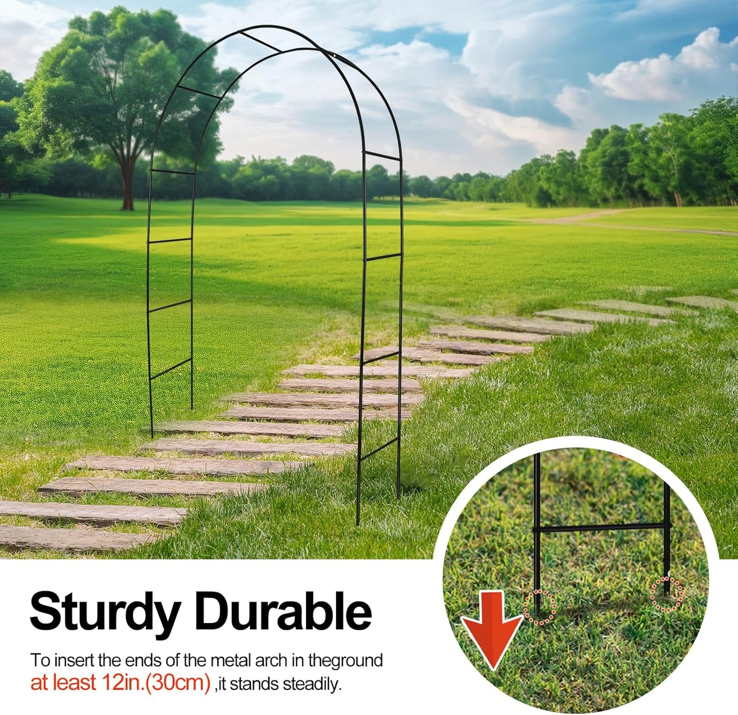 Metal Garden Arch Trellis 7.9ft High X 4.7ft Wide Garden Arbor for Various Climbing Plant Outdoor Garden Lawn Backyard Wedding Arch Party Decoration Archway