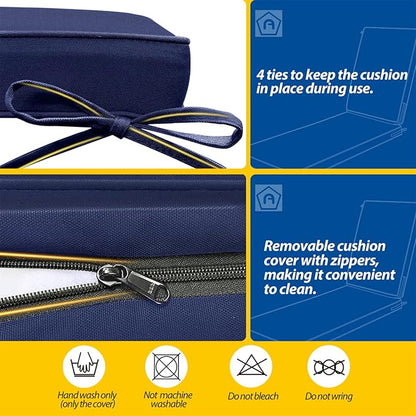 AAAAAcessories Outdoor Chaise Lounge Cushions, Waterproof, Fade-Resistant Patio Furniture Replacement Cushions, 74" x 23" x 3", Set of 2, Navy Blue