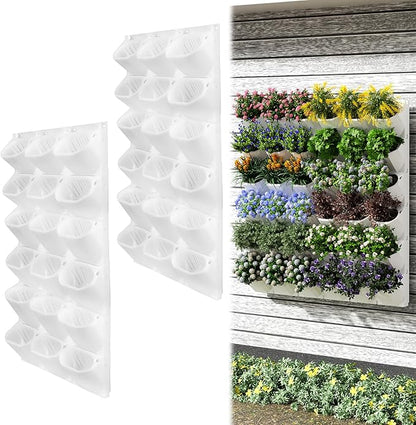 Self-Watering Wall-Mounted Vertical Planter, 36 Pots Wall Planter Indoor Vertical Living Green PlantWall Easy Installation 45''x39'' x5'' (White, 45X39 Inch 36Pcs)