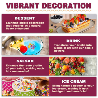 TEARELAE - Mixed Edible Flowers - Premium Rose, Cornflower, and Calendula Petals - Edible Cake Decorations - Pure Natural - Caffeine-Free - for Drink, Tea, Salad and Soap - 0.49oz/14g