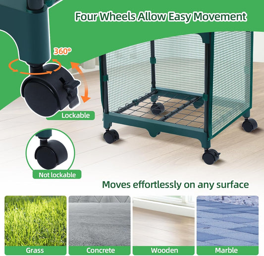 Ohuhu Mini Greenhouse for Indoor Outdoor, Small Plastic Plant Green House with Locking Wheels Portable Greenhouses with Durable Cover for Seedling, Ideal Gardening Gifts for Women Men Green