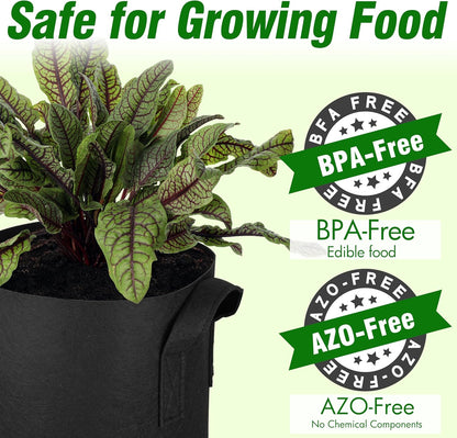 PHYEX 12-Pack 5 Gallon Grow Bags, Heavy Duty Fabric Pots with Handles, Reusable Plant Bags for Vegetable, Herbs & Flowers, BPA-Free, Breathable, Durable