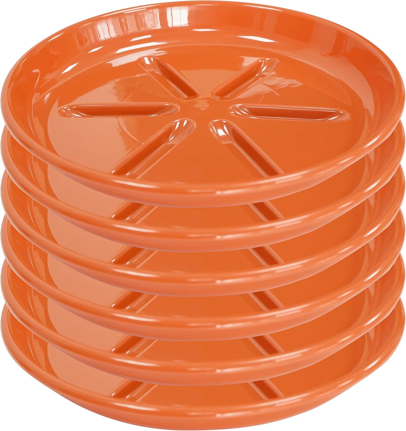 6 Pack of Plant Saucer 12 inch, Large Heavy Duty Plastic Bird Bath Bowl, Plant Drip Trays for Indoors Outdoor, Plant Water Tray for Planters, Red