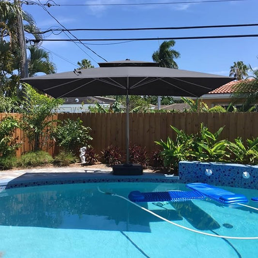 PURPLE LEAF 10' x 13' Cantilever Patio Umbrella Outdoor Umbrella with 330lbs Base Large Rectangular Windproof Offset Umbrella for Pool Deck Garden, Graphite Grey