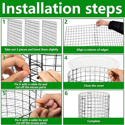 Adnee 8 Pack Wire Plant Protector with Cover-12" x 11" Detachable Plant Protector Metal Plant Cages-Garden Plant Cages for Flower Vegetable to Keep Animals Out