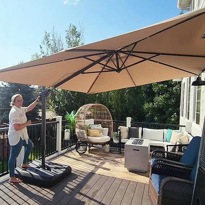 PURPLE LEAF 9' X 11.5' Rectangle Patio Umbrella Outdoor Large Aluminum Cantilever Umbrella with 3-Year Fade Resistance Recycled Fabric and 360-degree Rotation for Deck Pool Garden, Sand Dune