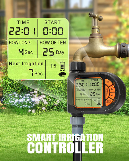 Breeze Touch 120FT Automatic Drip Irrigation Kits with Garden Timer, Garden Watering System for Lawn, Quick Connector Design Irrigation System Kit with Easy Programmable Water Timer