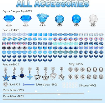 158 Pcs DIY Fairy Wand Garden Stakes Kit,Multiple Color Scheme European Beads Crystal Diamond Tops and 12 or 10 Inch Threaded Rods,Stainless Steel Stakes with Diamond Toppe (Sun)