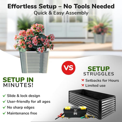 Raised Garden Bed - 1x1 ft Planter Box - White HDPE - No Tools Needed - DIY Kit for Urban Gardening, Flowers, Herbs & Vegetables - Made in The USA - 2 Pack