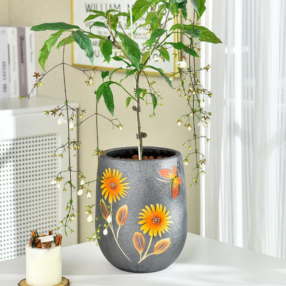 Sungmor 10.6 Inch Ceramic Succulent Plant Pot with Drainage Hole, Hand Painted Flower Pots for Plants, Unique Texture Decorative Planter for Indoor and Outdoor, Pottery Vase for Home Office Decor