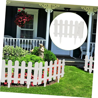 2pcs White Garden Decorative Fence with Ground Plugs Weather-Resistant Courtyard Picket Fence for Kindergarten Christmas Tree Decoration Outdoor Landscape Border