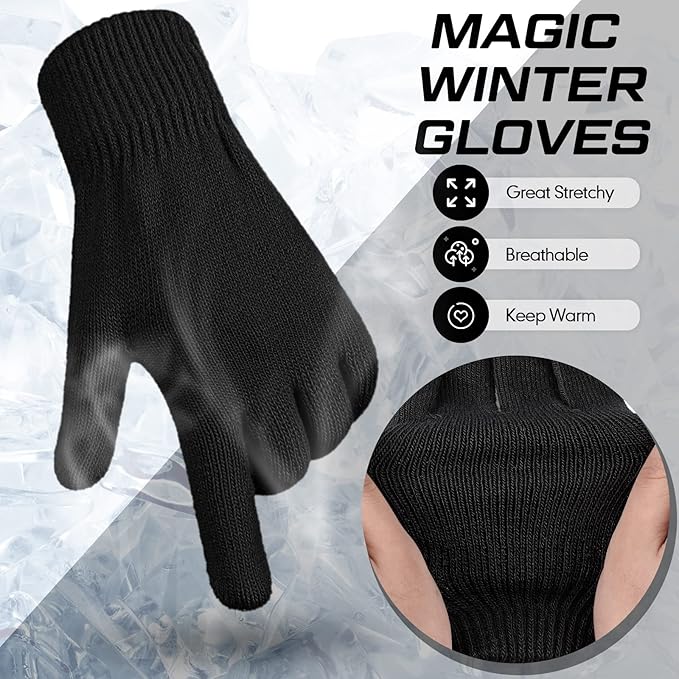 SATINIOR Magic Winter Gloves Unisex Gloves Knit Stretchy Mitten Full Fingers Warm Mitten for Men Women Sports