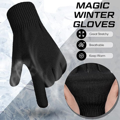 SATINIOR Magic Winter Gloves Unisex Gloves Knit Stretchy Mitten Full Fingers Warm Mitten for Men Women Sports
