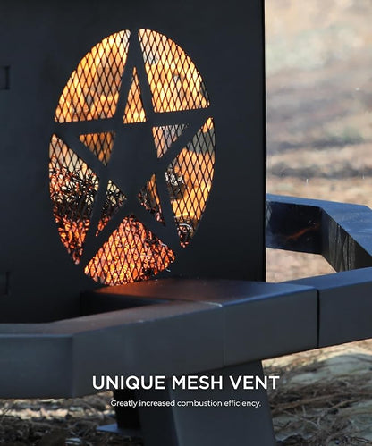 26 inch Fire Pit, Outdoor Fire Pit with Fire Poker, Octagonal Firepits for Outside Fire Pits & Outdoor Fireplaces Heavy Duty Steel Wood Burning Firepit for Bonfire, Camping, Backyard, Patio, Picnic