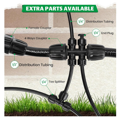 Bonviee 20-Pack Drip Irrigation Emitters- 1/4" Push-to-Connect Precision Irrigation Stakes - Low Flow Garden Watering System for Vegetables, Shrubs & Flower Beds