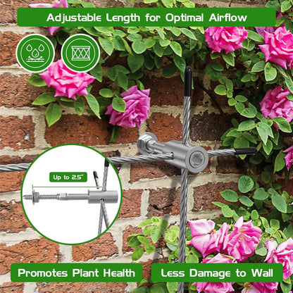 Trellis Wire for Climbing Plants Outdoor, 30 Set Wall Wire Trellis Kit with 1/8" x 164ft Stainless Steel Cable, T316 Espalier System Cable Trellis Kit with Adjustable Spacing Vines Green Wall