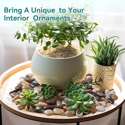 15 lbs River Rocks, 1-1/2 inch Plant Rocks for Pots Indoor, Decorative Garden Rocks Outdoor Landscaping, Polished Natural Stone for Walkways, Yard, Vases, Crafts