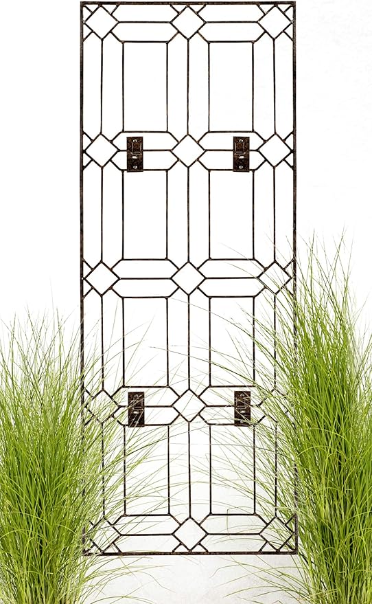 H Potter Outdoor Metal Wall Decor or Trellis for Climbing Plants Art Garden Panel Roses Vines Privacy Includes Brackets for Hanging GAR258W1